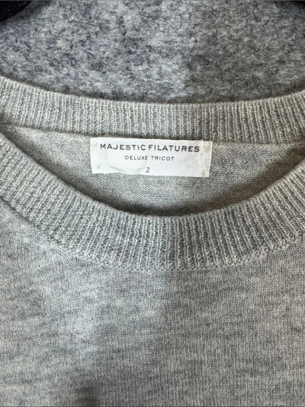 Majestic Filatures Cashmere Sweater Gray Size 2 Quiet Luxury Soft Knit